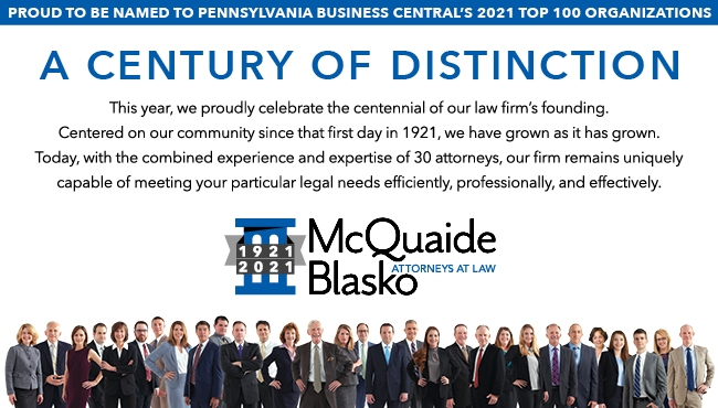 McQuaide Blasko has been named Top 100 Organizations by PA Business Central